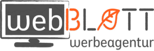 Das Logo der Werbeagentur webBLATT in grau und orange